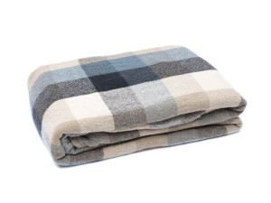 Lanena odeja, predprana, 200x220 MODRA KARO